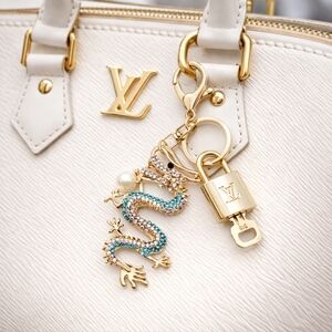 Authentic Louis Vuitton Gold Padlock 🔒 Key Set w/ Unbranded Dragon Bag Charm